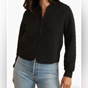 Marine Layer Quilted Black Bomber Jacket